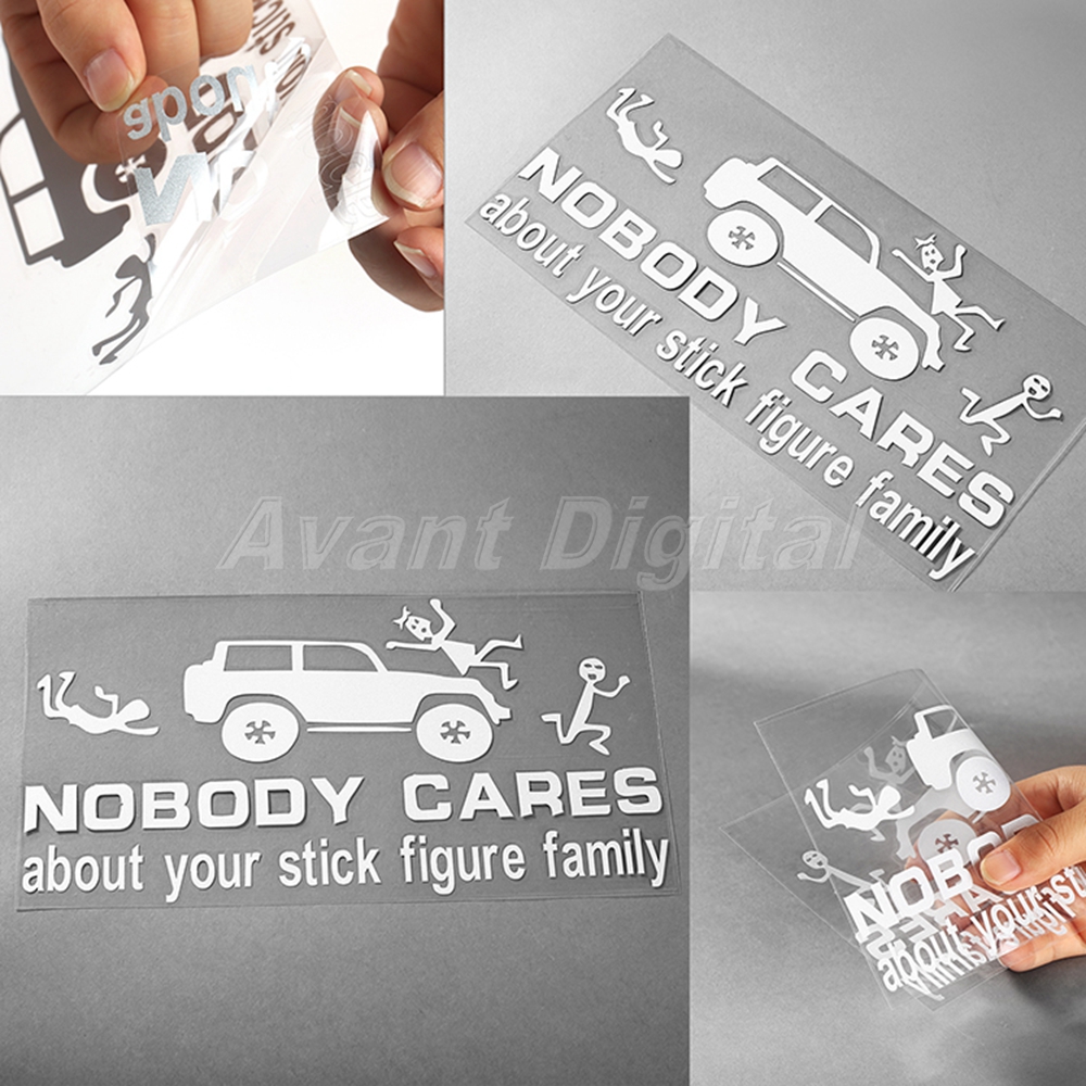 JEEP Nobody Cares About Your Stick Figure Family Auto Car decals Truck