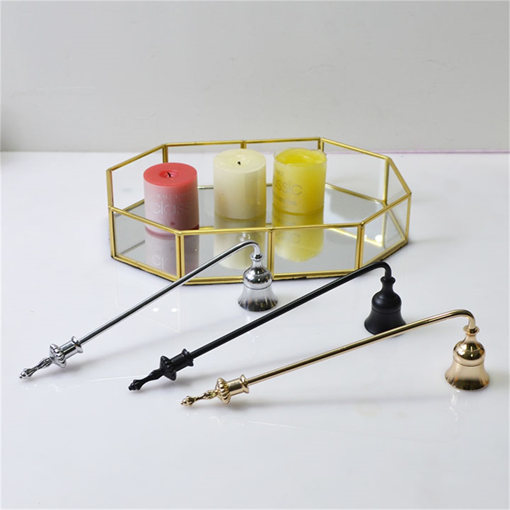 Bell Shape Candle Snuffer With Long Handle - Gold Metal Candle Extinguisher