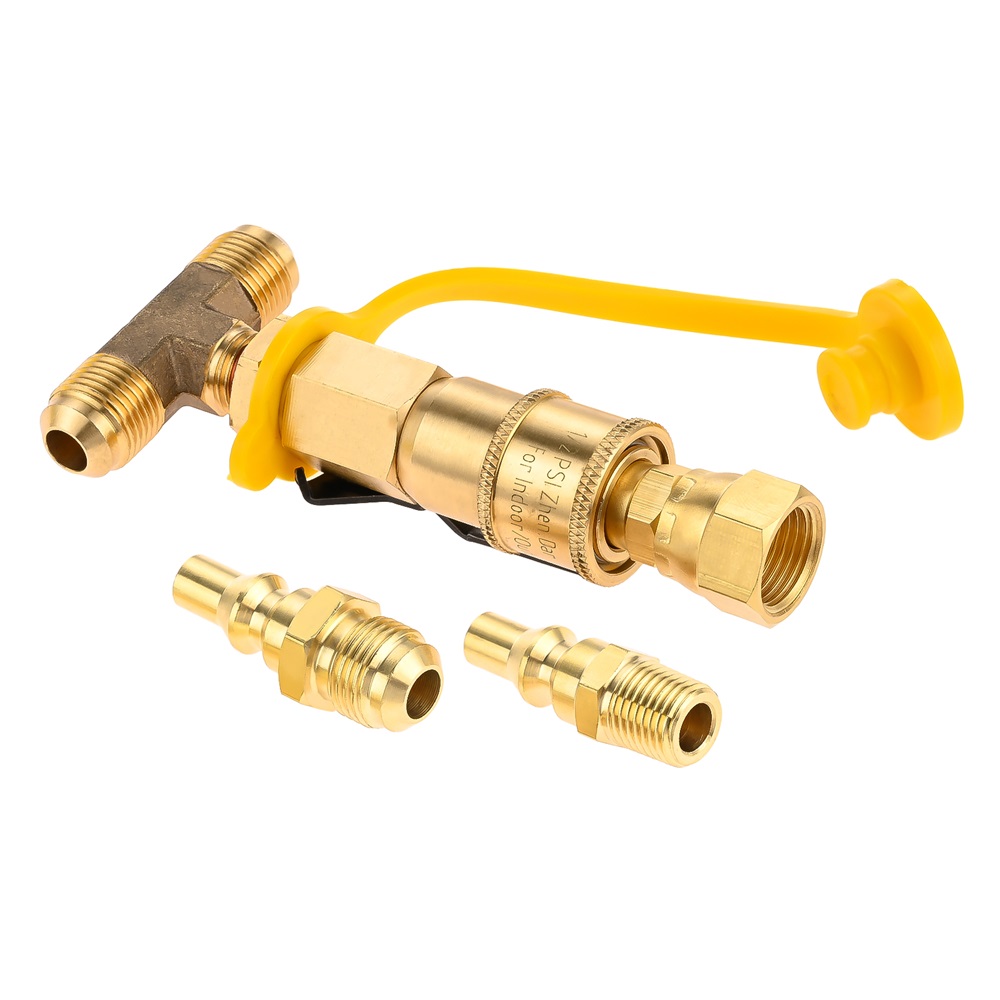 Timsec Propane Gas Fitting Hose Adapter With 1/4 Inch Pipe Thread And QCC1 Male & POL Female Connector, 33ft PTFE Gas Line Pipe Thread Tape For