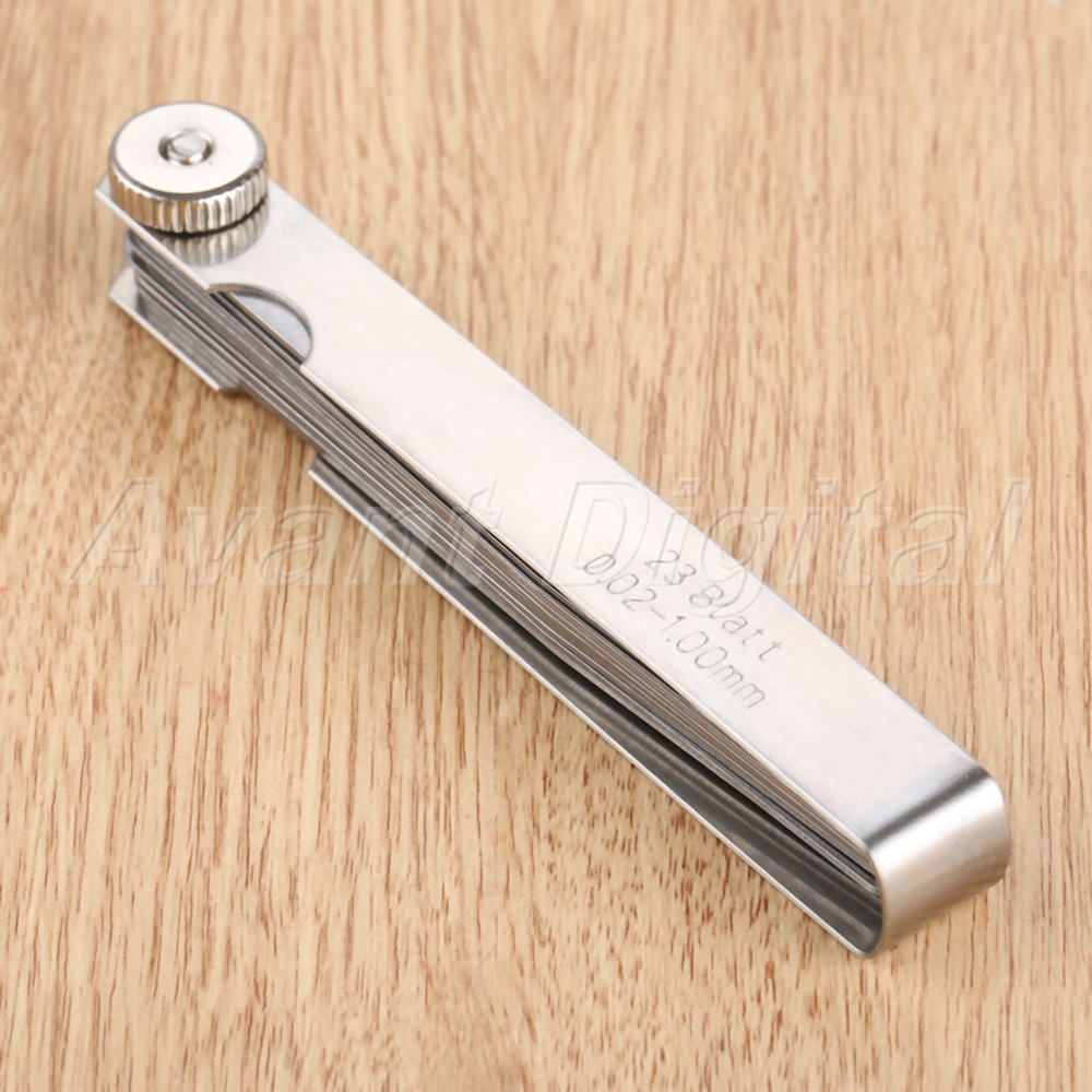 Metric 0.02-1mm Valve Offset Feeler Inspection Gauge 17 Blade 100mm Length