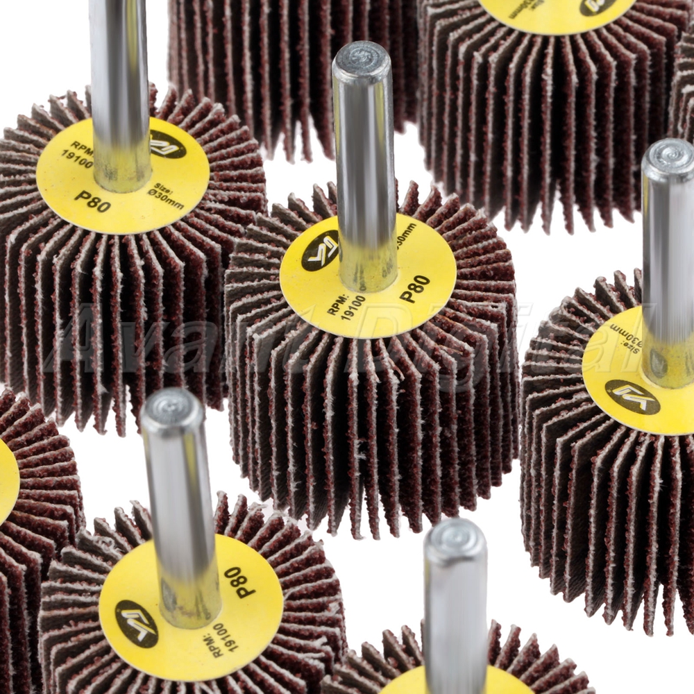 10Pcs 80 Grit Sanding Flap Wheel Disc Polishing Woodworking Grinder