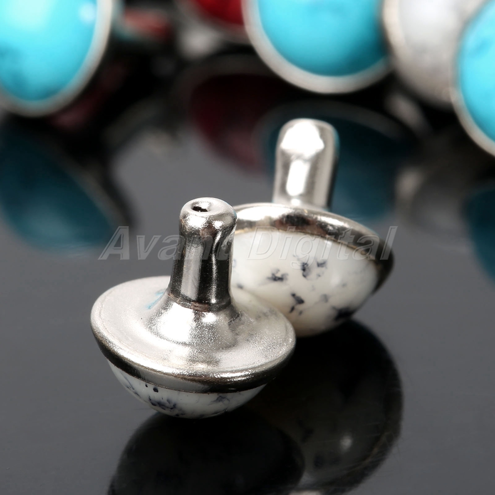 50Pcs Set Leather Home Hand Craft Turquoise Rapid Rivets Studs Buttons Dia 8.5mm 