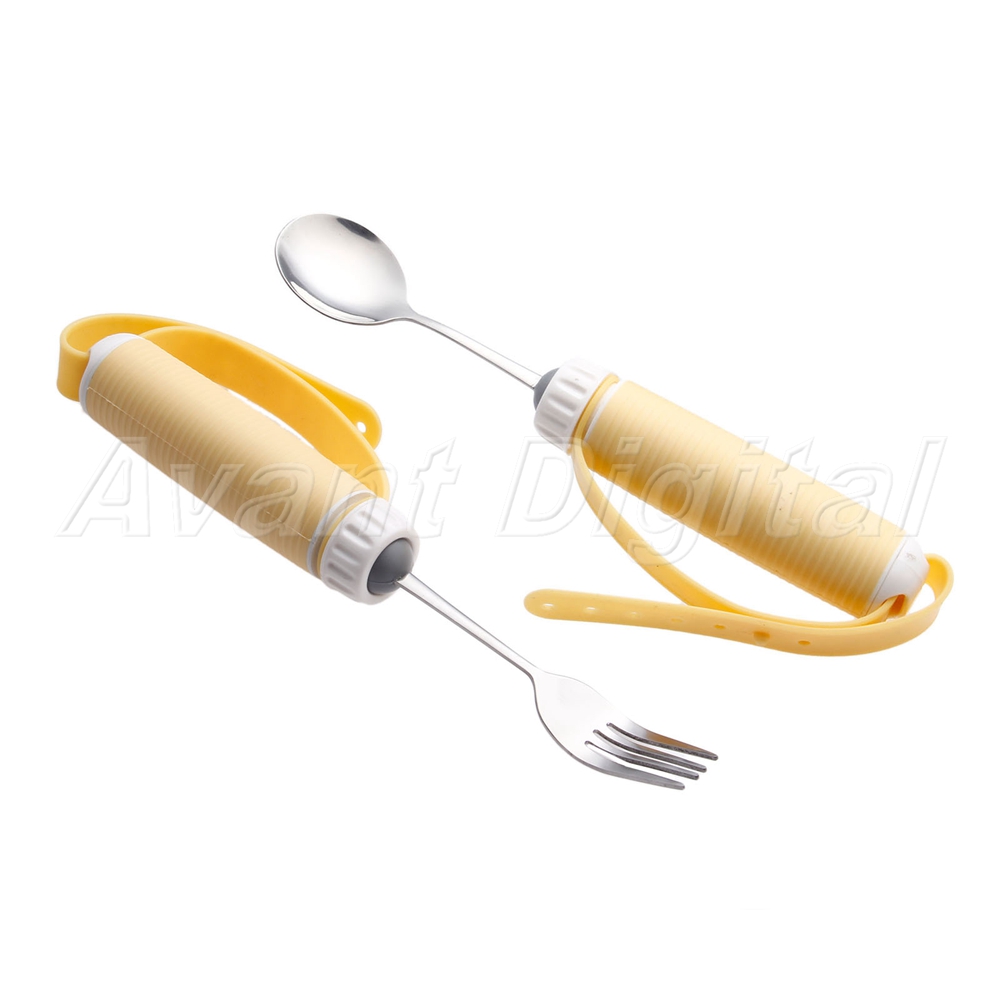 Rotating Utensil Eating Aids Spoon & Fork Set for the Elderly