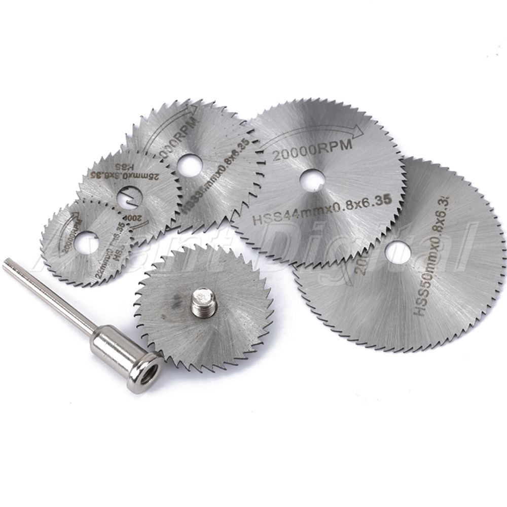 6pc HSS Steel Cutting Discs Circular Blades+Mandrel For Power Cut