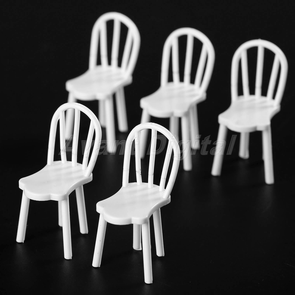 10Pcs White Plastic Chair Model Gift 1:25 Scale For Your Children Or Home Decor