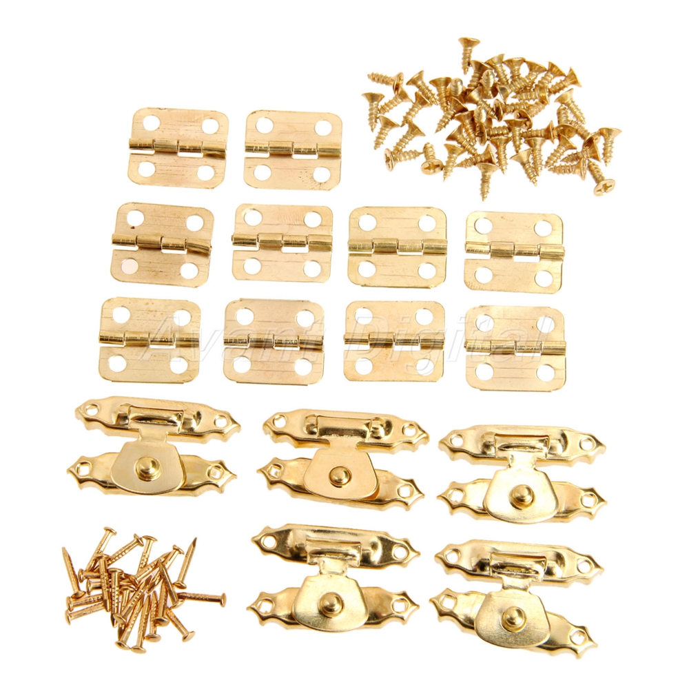 5pcs Jewelry Case Decorative Gold Box Latch Hasps & 10pcs Mini