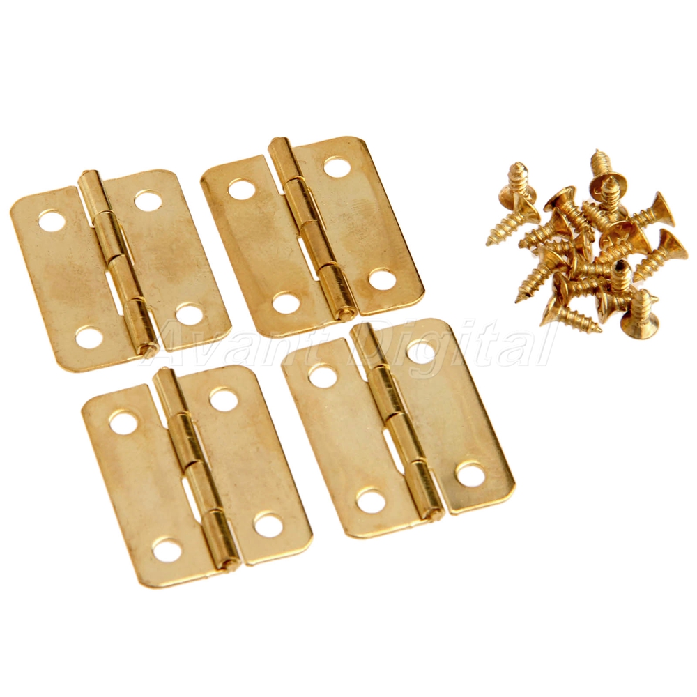 20pcs Mini Golden Hardware Hinge Dollhouse Miniature Jewelry Box