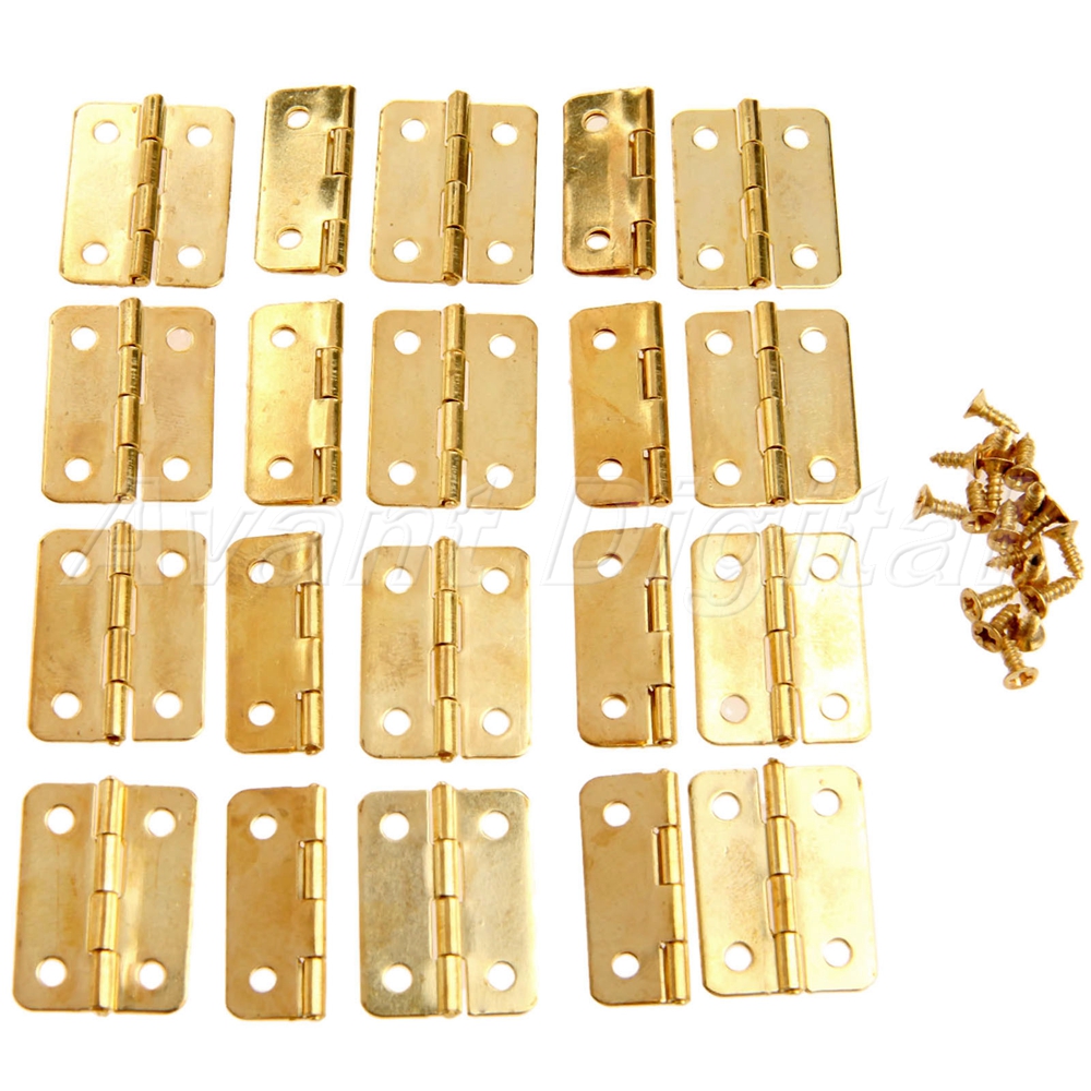 20pcs Mini Golden Hardware Hinge Dollhouse Miniature Jewelry Box