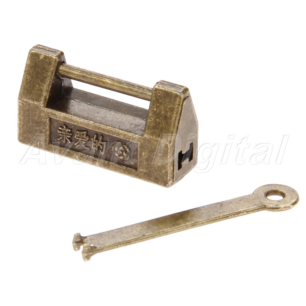 Chinese Style Jewelry Box Padlock Lock Latch Buckle Clasp Antique Bronze 1Set