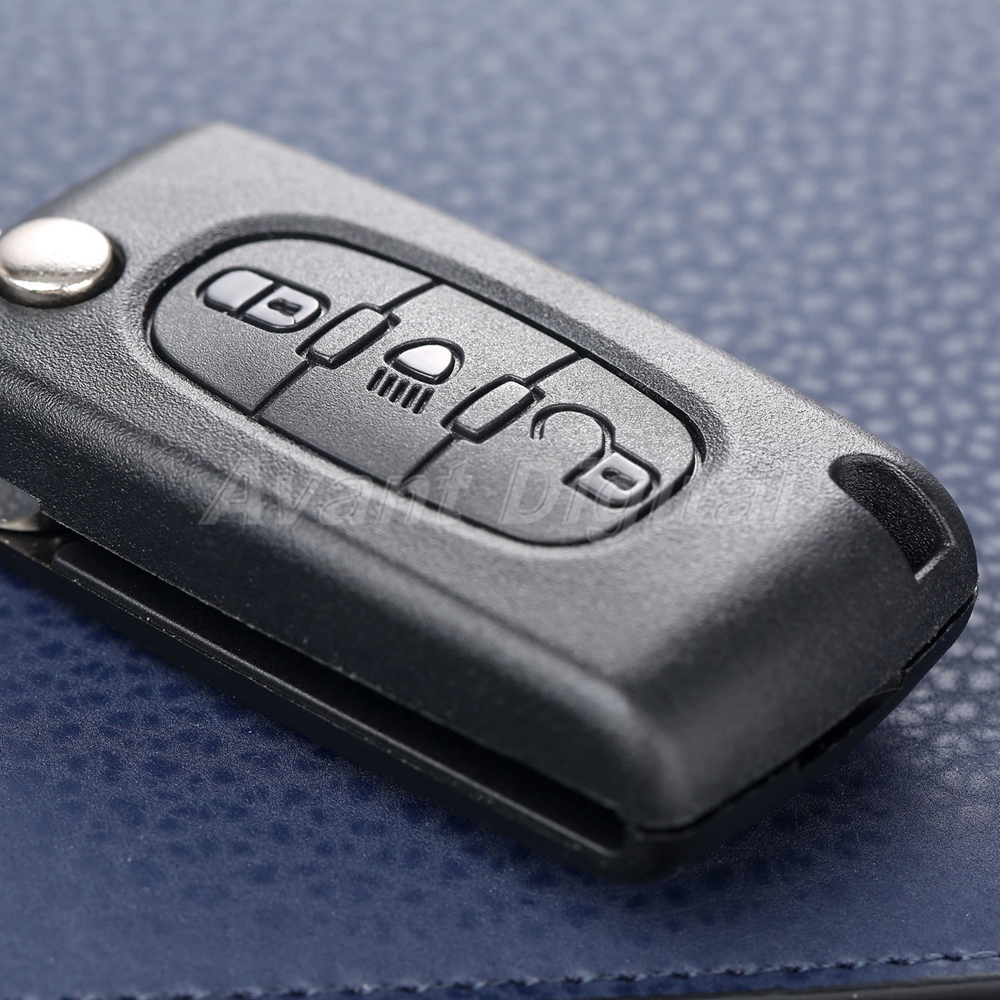 3 Button Car Flip Remote Key Fob Case Shell Replacement For Citroen C4